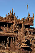 Myanmar - Mandalay, Shwe In Bin Kyaung a wonderful example of the Burmese unique teak architecture and wood-carving art. 